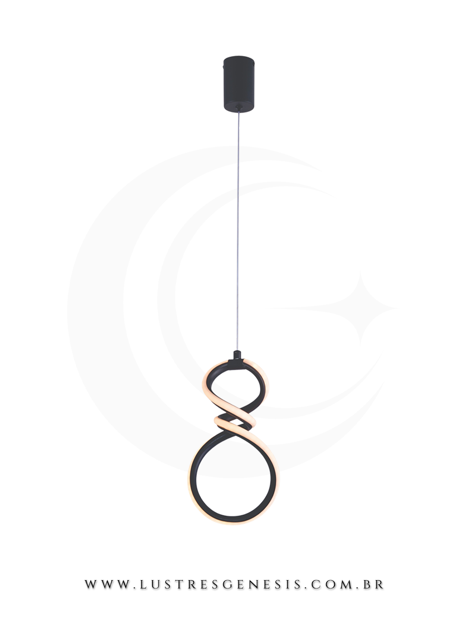 O Lustre Pendente em metal e silicone une elegancia e sofistiacao para o seu ambiente. Com LED integrado de 18W na luz amarela 3000K bivolt, mede 26x15cm e possui cabo de 1,5 metros.